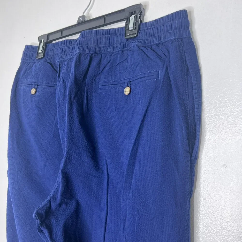 J Crew Navy Drawstring Jogger Pants Men's 35 x 32 Relaxed Fit Casual Style